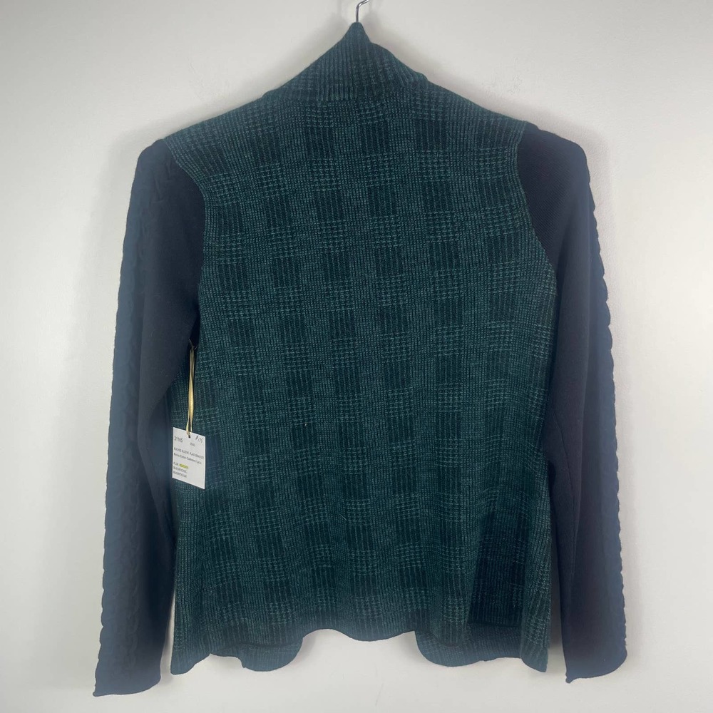 Damask Plaid Ruch Sleeve Button Swacket - Picture 6 of 6